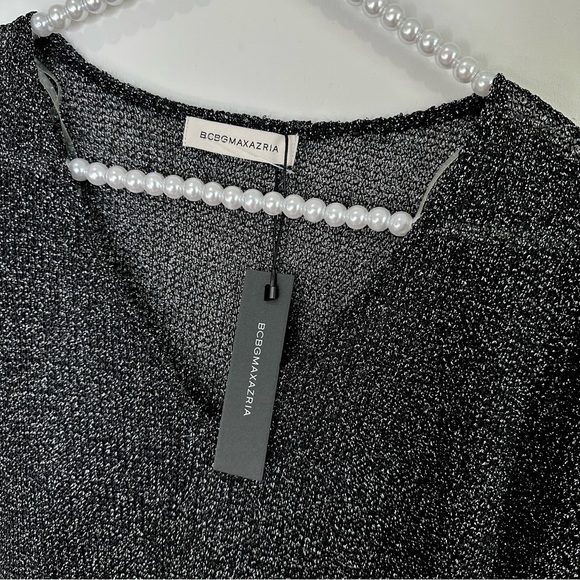 BCBG Max Azria Metallic Black Mesh Cover Up - Picture 2 of 6